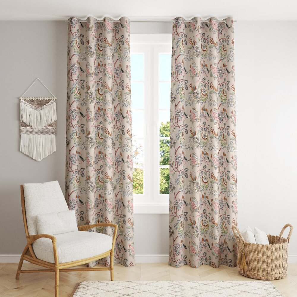 100% Cotton Curtains 7 feet  – Set of 2 - Beige